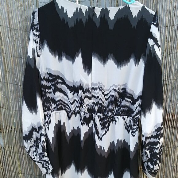 C. Luce Black & White Scoop Neck Long Sleeve Women's Dress - L - Picture 10 of 16